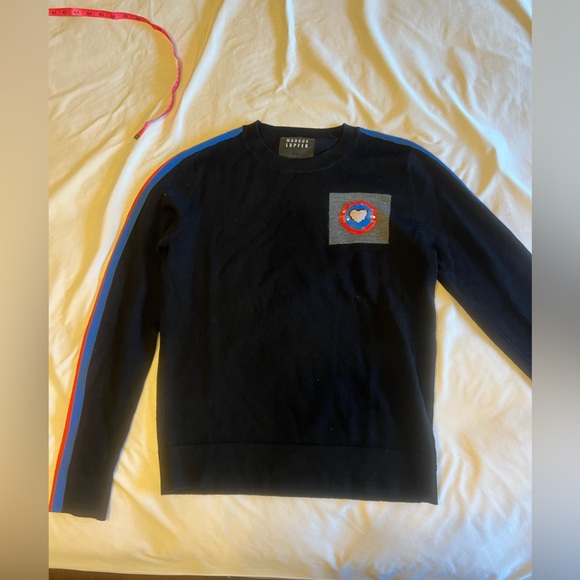 Markus Lupfer Navy Sweater with Colorful Stripes Small - Picture 5 of 7